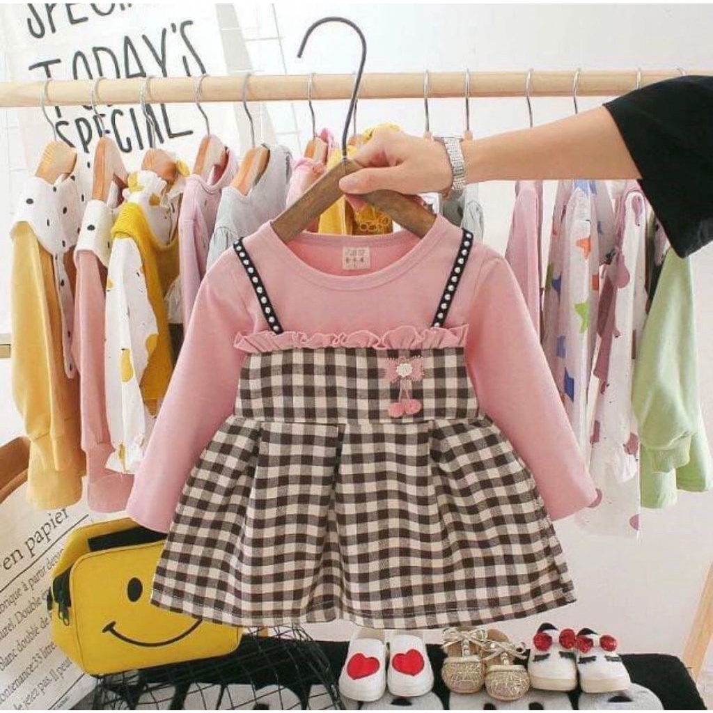 BARU! LIA018 - Dress Korea Bayi 0-2 tahun Perempuan Fashion Terlaris Baju Pesta Pergi Jalan