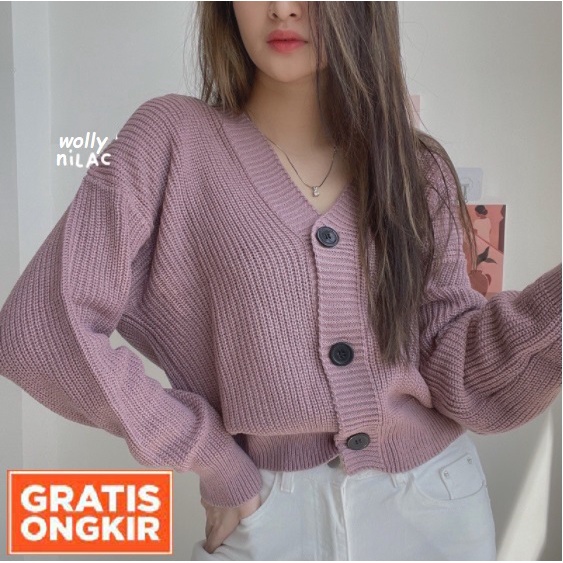 CARDIGAN RAJUT WANITA  WOLLY CROP CARDIGAN (7 gauge)  ELLENA BASIC OUTWEAR