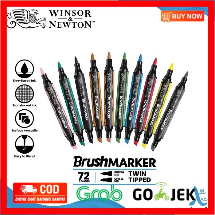 

(BISA COD) Brush Marker Winsor & Newton Promarker Brush Pen Dual Point Pena Kuas