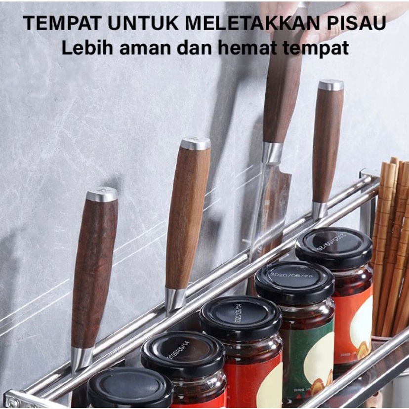 RAK DAPUR SERBAGUNA RAK BUMBU STAINLESS RAK 2 SUSUN FREE PACKING BUBBLE VD