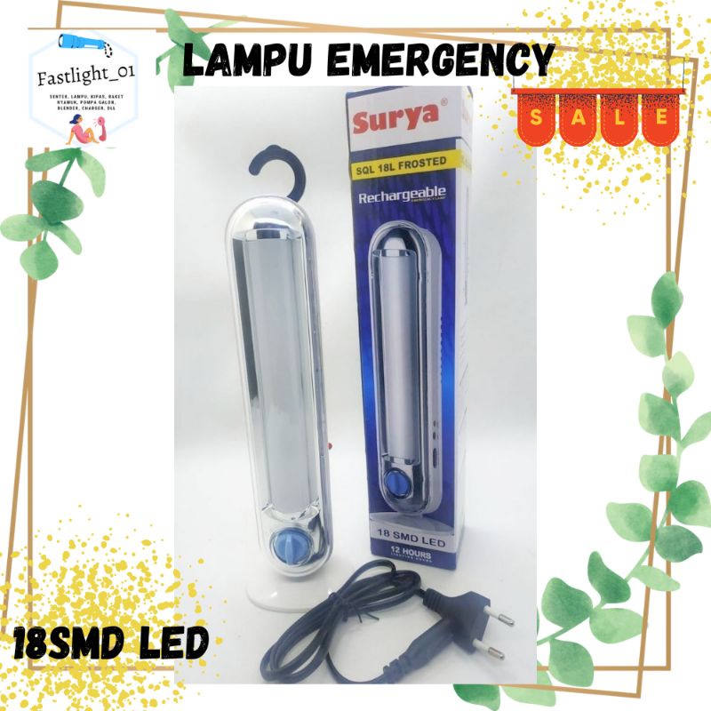 lampu emergency surya sql 18l frosted  18smd led 