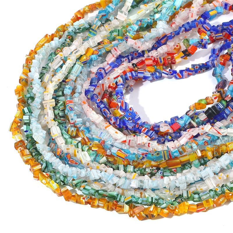 Sekitar 4-9mm 80cm Panjang Manik-Manik Kerikil Tidak Teratur Lampwork Manik-Manik Kaca Spacer Beads Untuk Membuat Perhiasan DIY Aksesoris