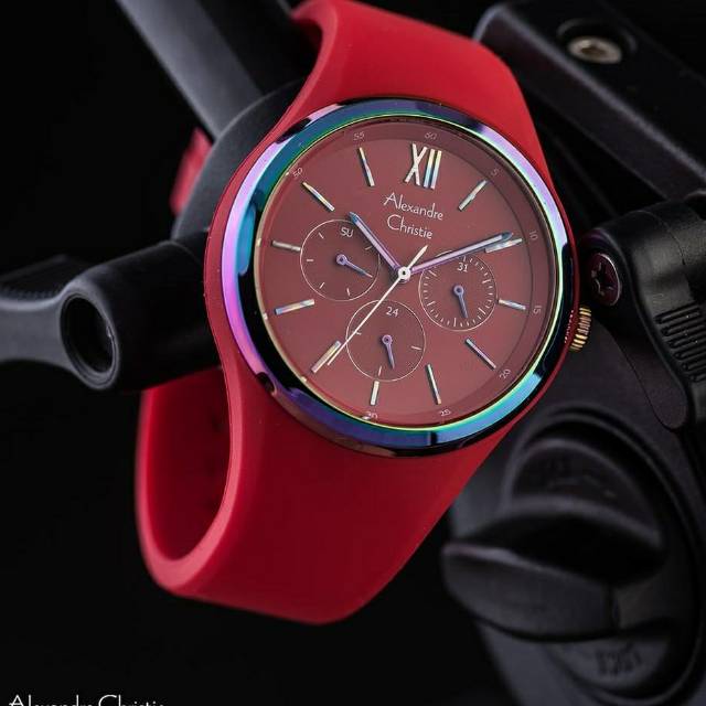 Jam Tangan Unisex Alexandre Christie AC2663 Original Rubber Red