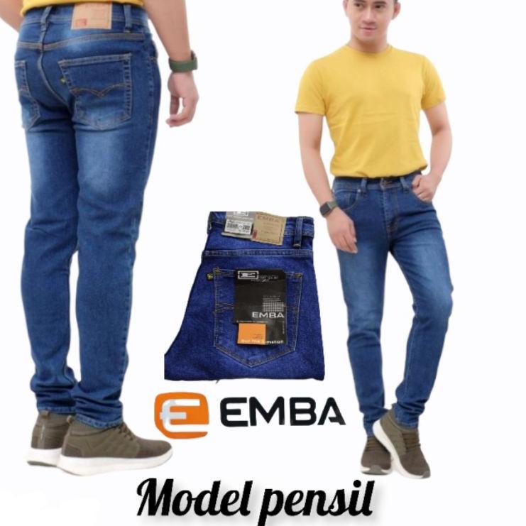 ZOJ Celana Jeans Pria/Cowok Emba Grade Original Skinny Slimfit/Pensil Bahan Karet Melar AJ61 61