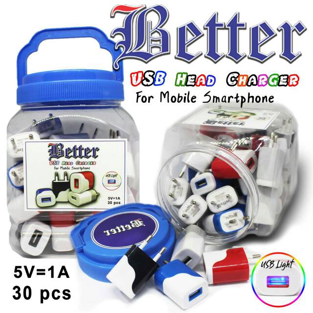 Batok Charger BETTER 1USB 1A Perpcs Adaptor Charger Better 1USB  Kepala Casan Better 1USB 1A Perpcs