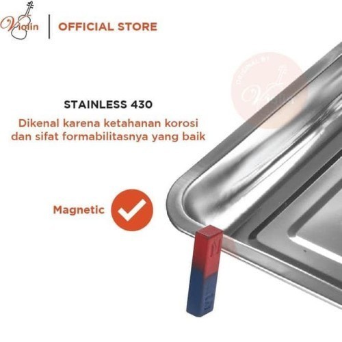 Nampan Saji Tebal Violin Stainless 430 Tray Baki Tatakan - 40 x 30 x 4.8cm