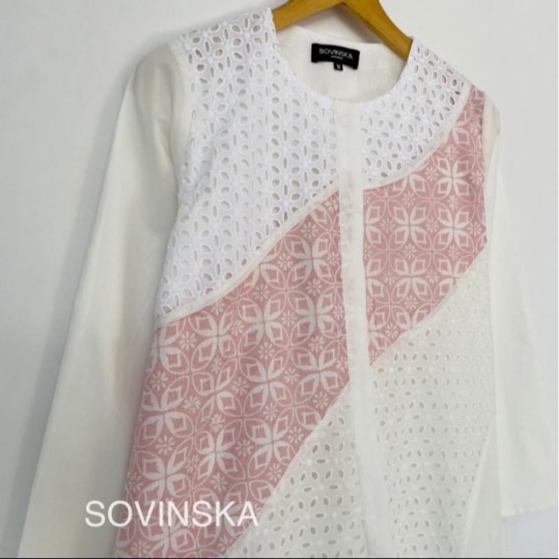 Atasan Batik Kombinasi Wp 211 Pink blus blouse Atasan Wanita Motif batik modern Baju kerja Lengan Pa