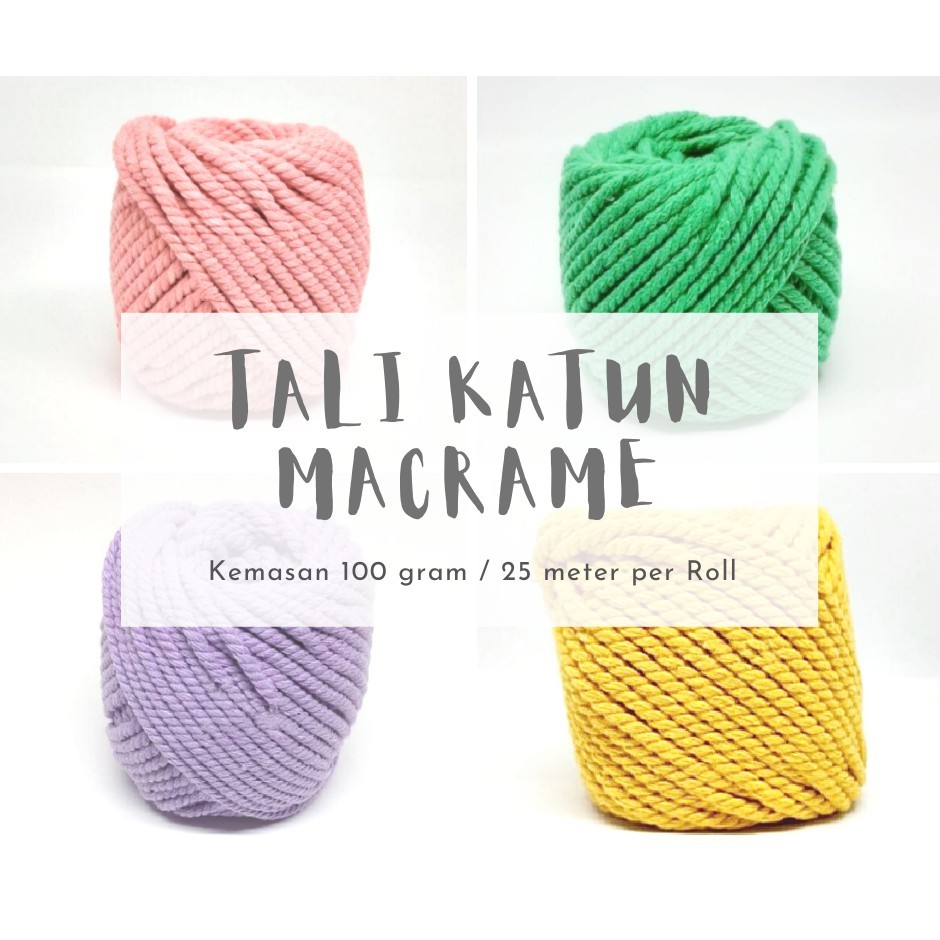  Per Roll Tali Katun Macrame Warna  Pastel 4mm Grade A 