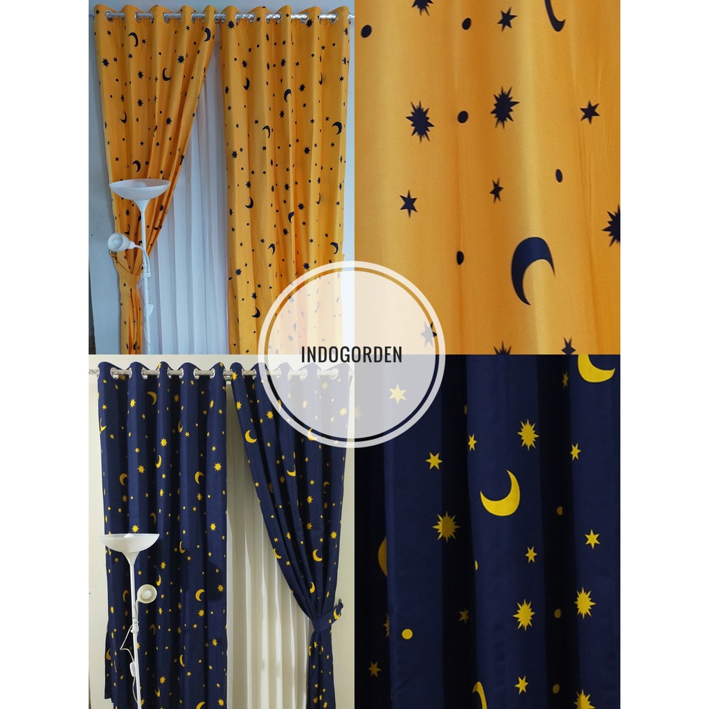 Gorden jendela Gorden Pintu Hordeng Jendela Gorden Bahan Katun Motif Series Motif Star