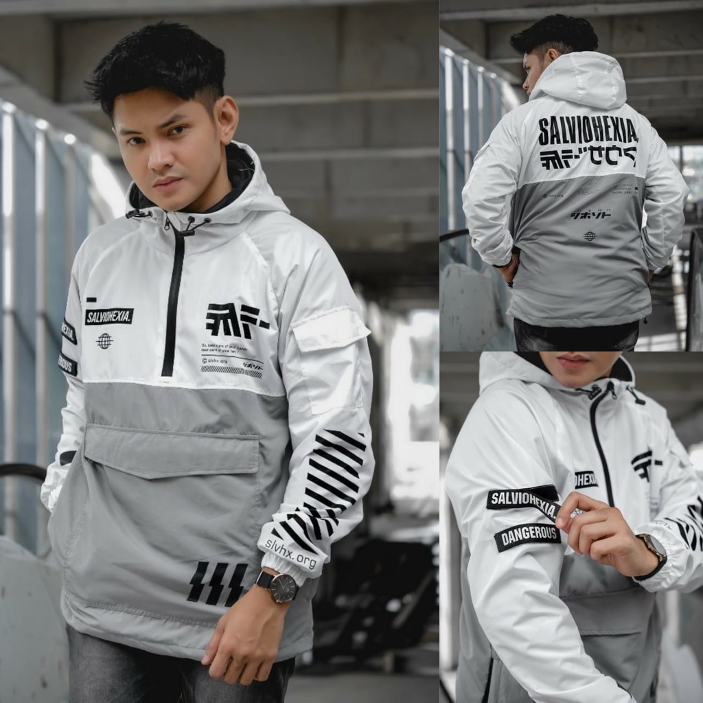 Jaket Cagoule Putih Abu Salvio Hexia