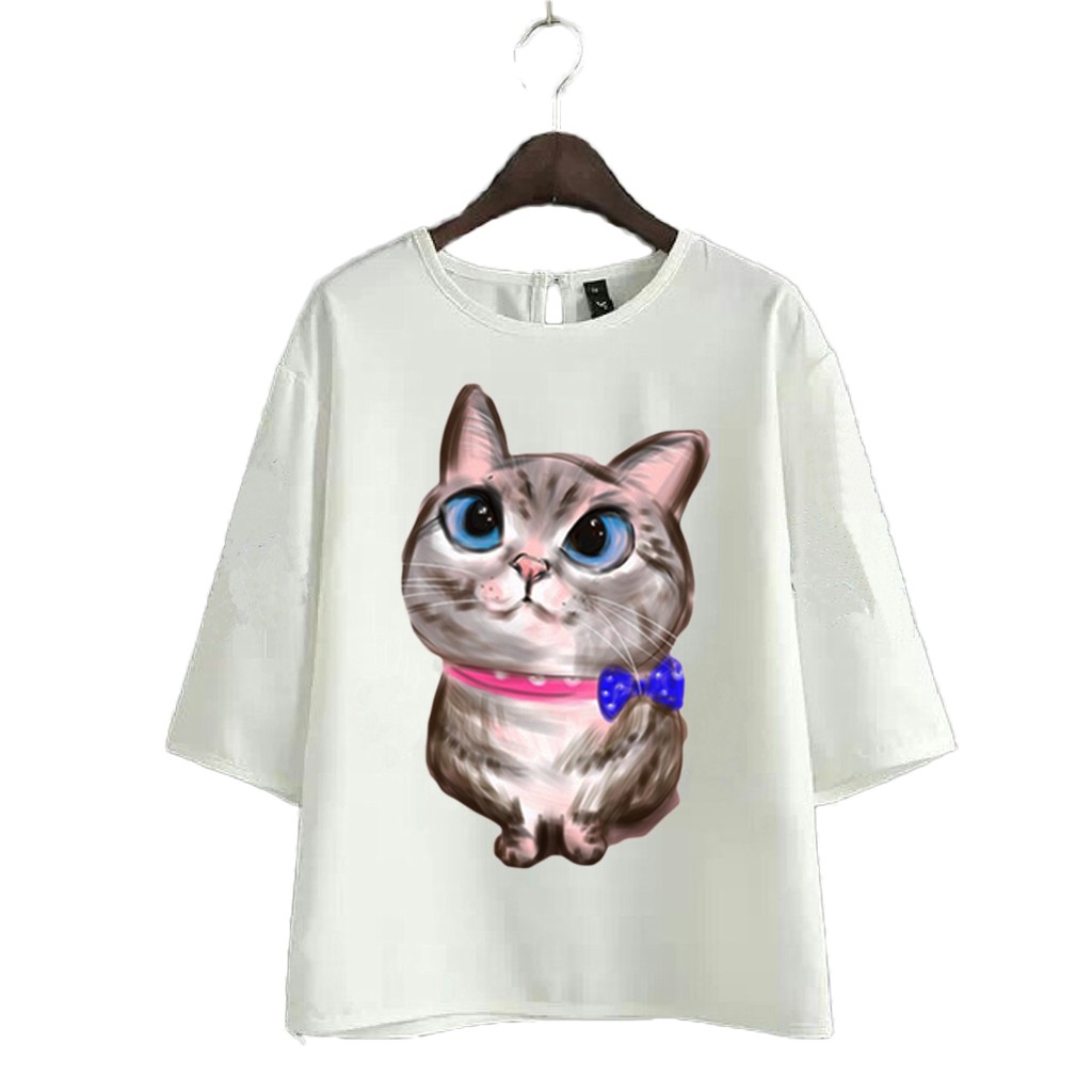 NEW COLOUR BLOUSE KUCING BLOUSE PUTIH BAJU  ATASAN 