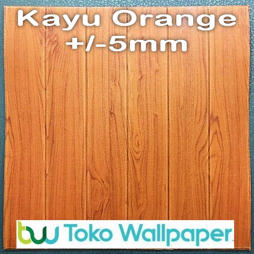 Wallpaper 3D Bata 70x77 cm Walpaper Dinding 3D Brick Foam Motif Anak Doraemon Hello Kitty Stiker-Kayu Orange 5mm