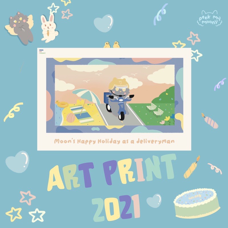 

peekmymoony - moon’s happy holiday artprint (260 gsm)