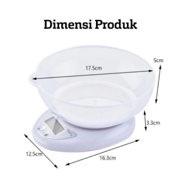 StarHome Timbangan Dapur Digital dengan Mangkok Kapasitas 5 Kg - Putih