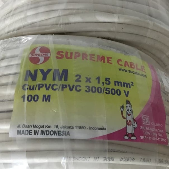 Kabel NYM Supreme Cable 2x1.5 100M 100 Meter Asli Tebal Berkualitas