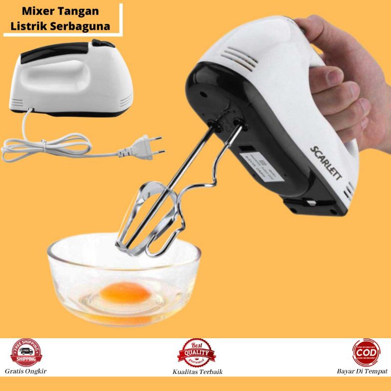 Mixer Tangan Listrik Pembuat Kue Pengocok Telur Mixer Mini Portable Hand Mixer Multifungsi