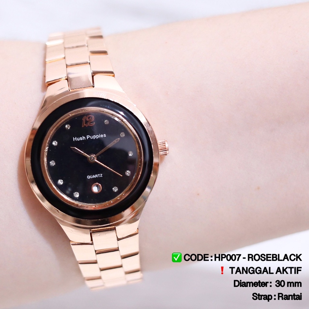 JAM TANGAN WANITA RANTAI HUSHPUPPIES GLAMOUR FASHION TRENDY HP007