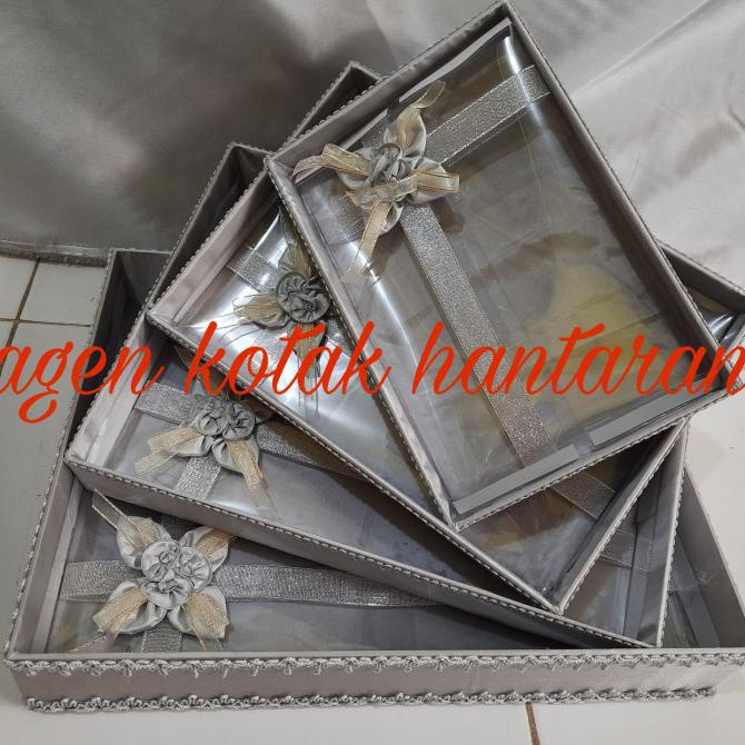 

❤BISA COD❤【BISA COD】 kotak hantaran/ kotak seserahan mika pita isi 4 warna silver DIJAMIN