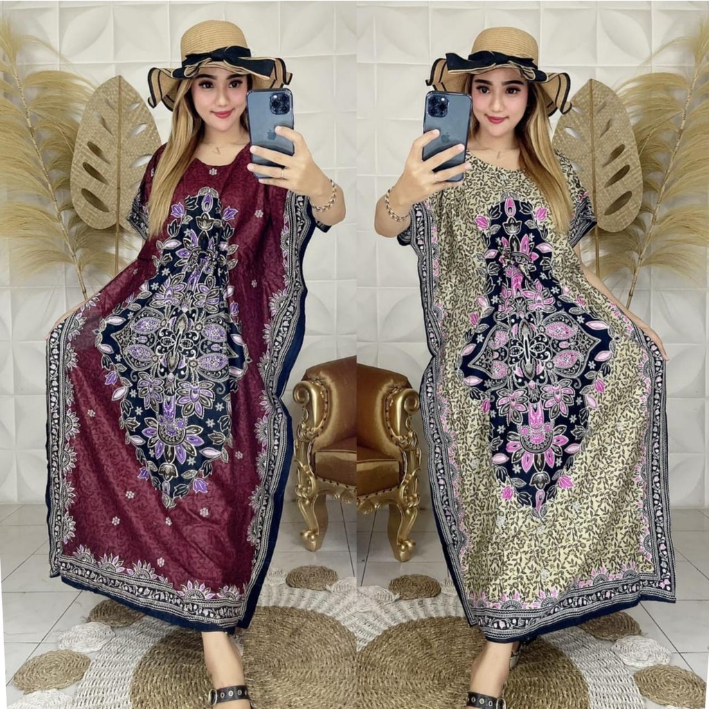 DASTER KAFTAN WANITA DEWASA TERBARU VIRAL 2022 / BAJU SANTAI RUMAH MODEL LOWO / DASTER THAILAND / CASUAL / ADEM / KAIN RAYON TEBAL ADEM HALUS DAN LEMBUT TIDAK NERAWANG &amp; SUPER JUMBO