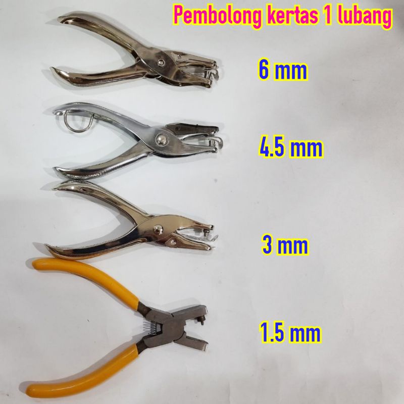 Pembolong Kertas satu lubang lobang one hole PUNCH puncher 1.5 3 4.5 6 mm besar kecil aneka ukuran