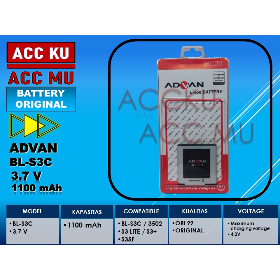 BATERAI ADVAN S3 PLUS BATTERY ADVAN S3C 3502 S3LTE S35F  ORIGINAL 99