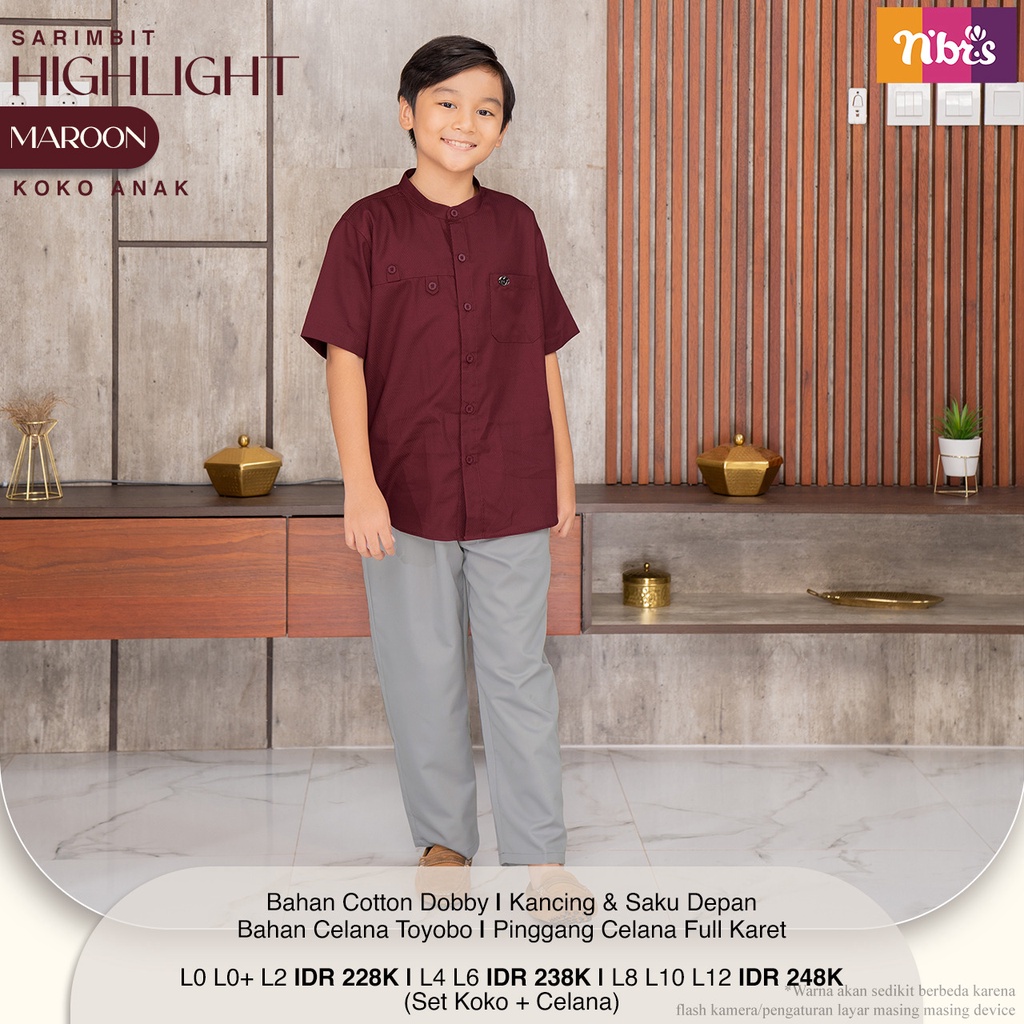 Nibras Sarimbit HIGHLIGHT MAROON Baju Sarimbit Kelurga Muslim / Fashion Muslim Nibras Terbaru 2022