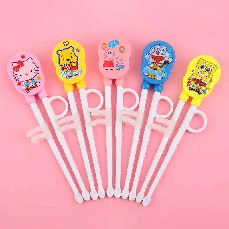 Sumpit Karakter Anak / Belajar training choopstick hello kitty doraemon disney