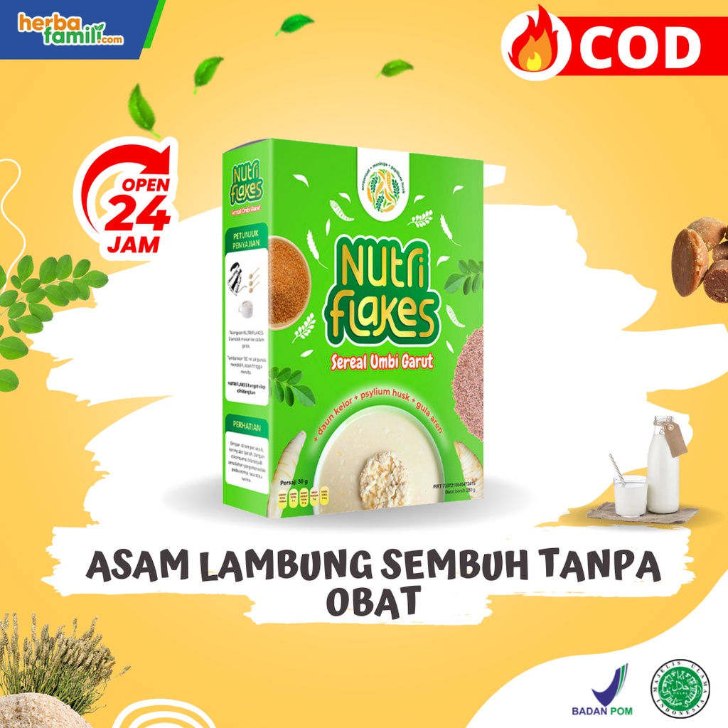 Nutriflakes - 100% Alami Minuman Umbi Garut Sehat Solusi Asam Lambung Maag Magh Kronis Atasi Gangguan Pencernaan