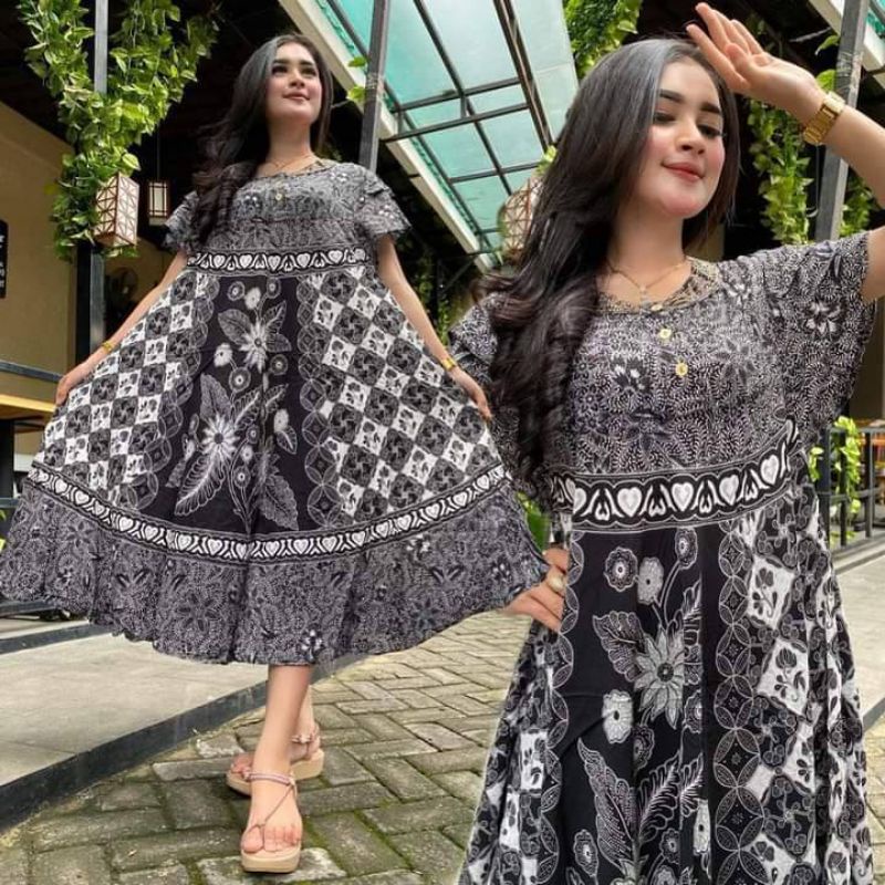 daster jumbo sogan clock daster sultan payung batik pekalongan latte terbaru kencana busui lengan pendek pakaian kekinian  XXL ld 120 rayon adem bumil kancing depan sexy 2023