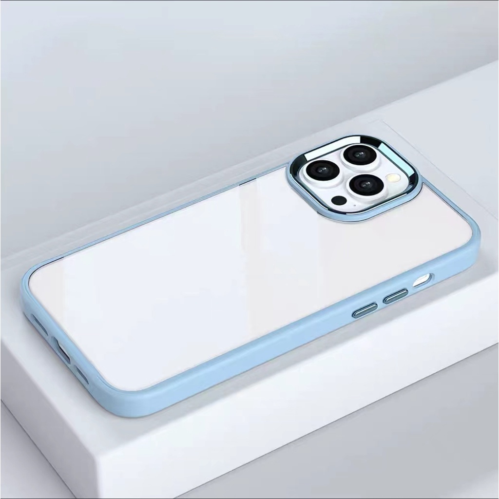 Metal Camera + Metal Button for iPhone 14 Pro Max 13 Pro max 12 Pro max Transparent Acrylic iPhone 14 Max Hard Case