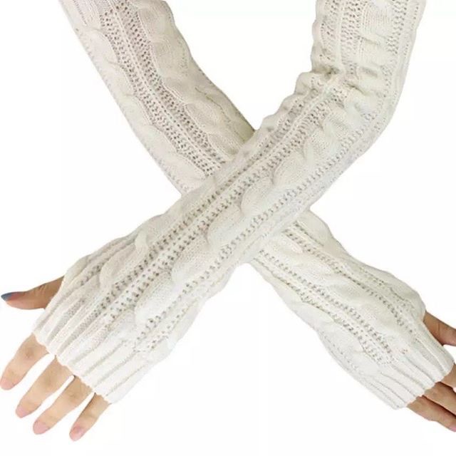 IMPORT Glove Fingerless Long Sarung tangan panjang rajut wool sunscreen winter musim dingin