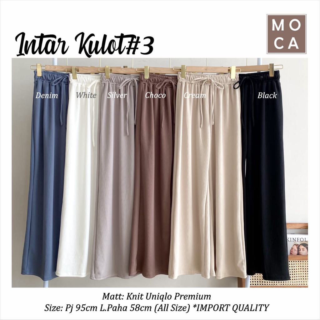 Celana Panjang Wanita Kulot Knit Uniqlo Choco Hitam Putih - moca intar