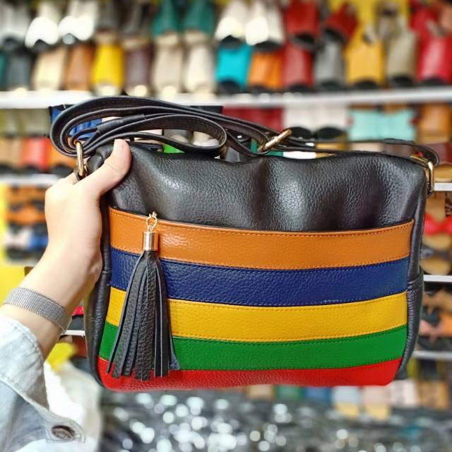 TAS PELANGI KULIT ASLI WANITA