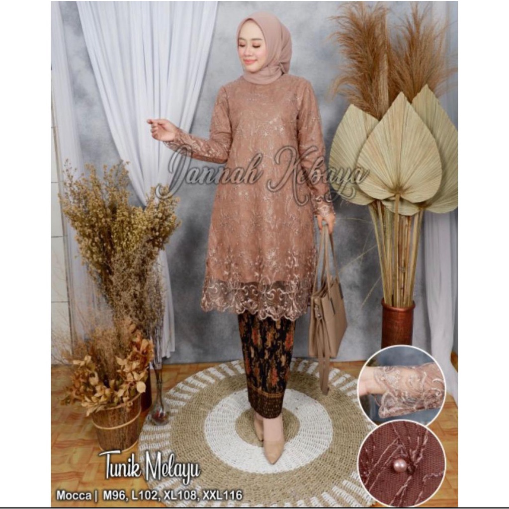 KEBAYA JUMBO LD 130 BIG SIZE &amp;SWAROSKI-KEBAYA TULLE MUTIARA-BAJU KEBAYA / KEBAYA MODERS JUMBO/KEBAYA JUMBO MURAH