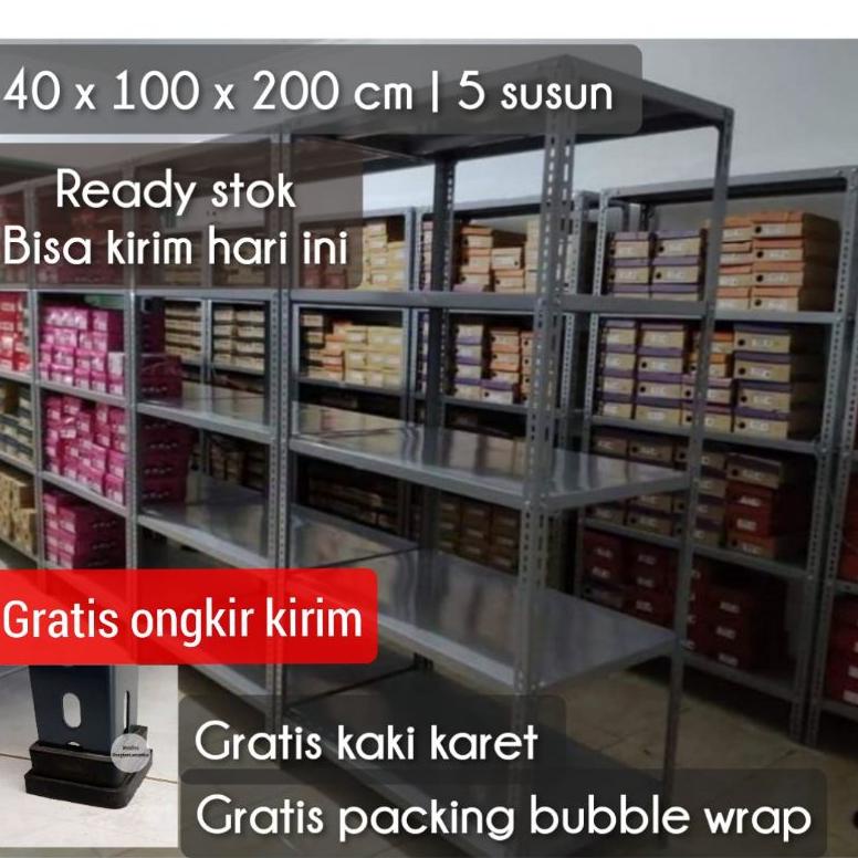 Rak Besi Siku 5 Susun Rak Gudang 40X100X200Cm