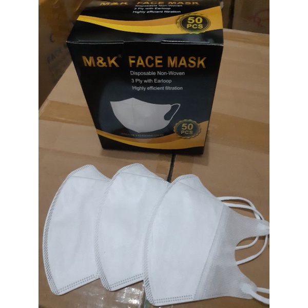 Masker duckbill putih garis isi 50 pcs