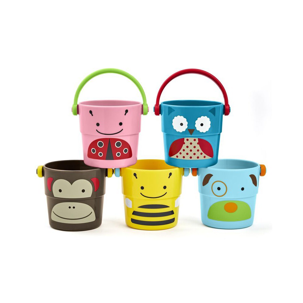 Skip Hop Zoo Stack &amp; Pour Buckets (Set of 5) - Mainan Anak / Gayung Mandi Anak 235355