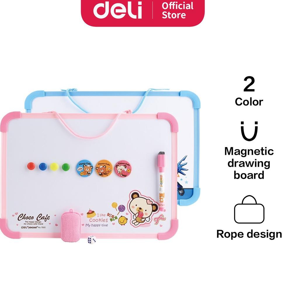 

Readiy 0ke Deli papan tulis gantung magnetik putih untuk anak-anak menggambar dan menulis 25*35 cm 7