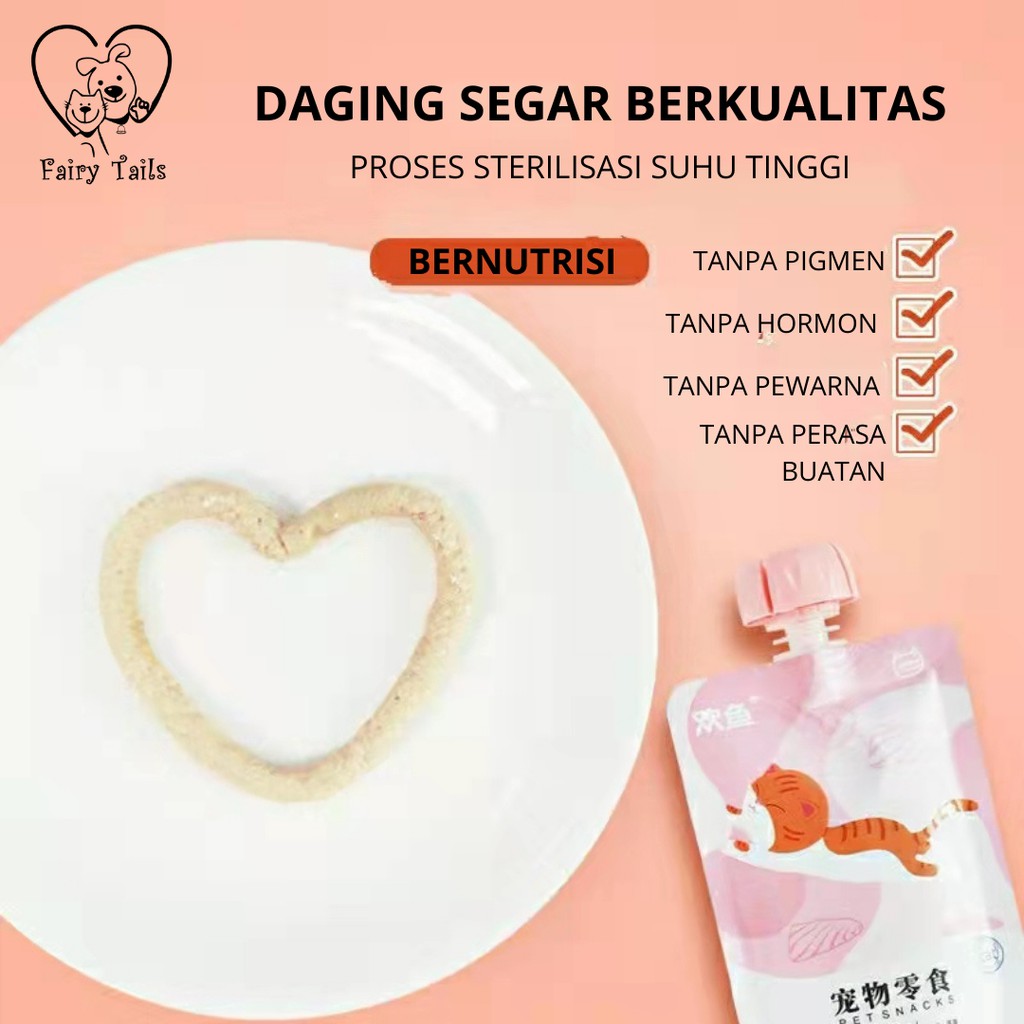 Makanan Basah Snack Jilat Kucing Morty 90 gram Sup Daging  Buah Sayur Segar / Cat Soup Snack Pouch 90 gr