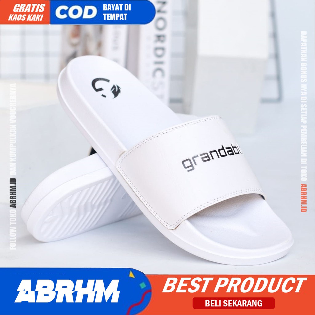 ABRHM x SHIRO Sandal Slide Pria Sandal Slop Pria Kulit Pu Sendal Selop Cowok / Cowo Kekinian