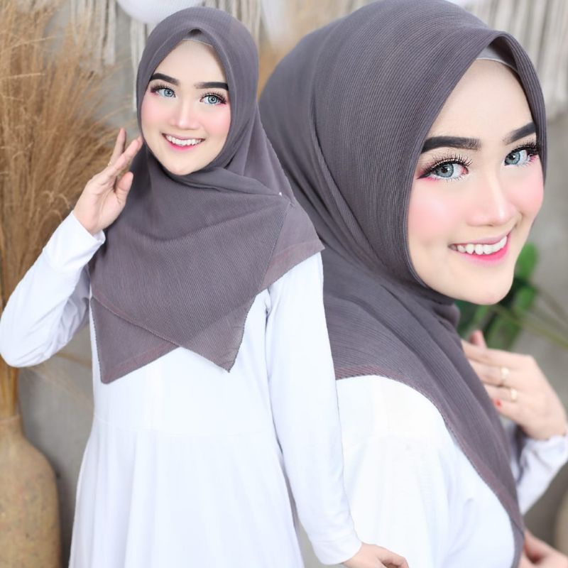 HIJAB SEGIEMPAT PLISKET BELLA SQUERE POLOS /HIJAB PLISKET/COD-Abu tua