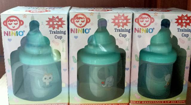 Baby training 3 in 1 cup ninio botol spout dot sedotan bayi pink dan biru