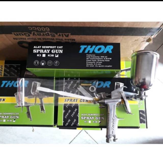 Spray Gun K3B Murah/ Spray Gun Nozzle 0.5mm 200ml/ Alat Cat Thor Cap Nozzle Kuningan Kuat Tahan Lama