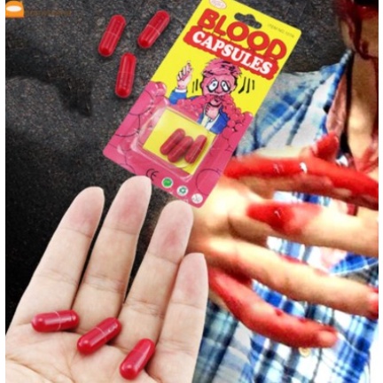 ✨COD✨ 3 PCS fake blood capsule > kapsul bubuk darah palsu > halloween prank > kapsul darah palsu > p