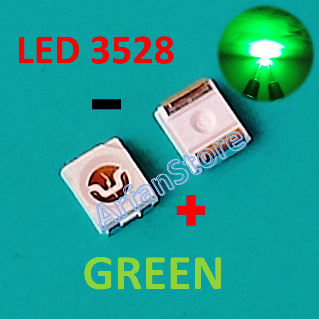 LED 3528 Green 520-525nm Per 25pcs SMD Chip 1210 Warna Hijau