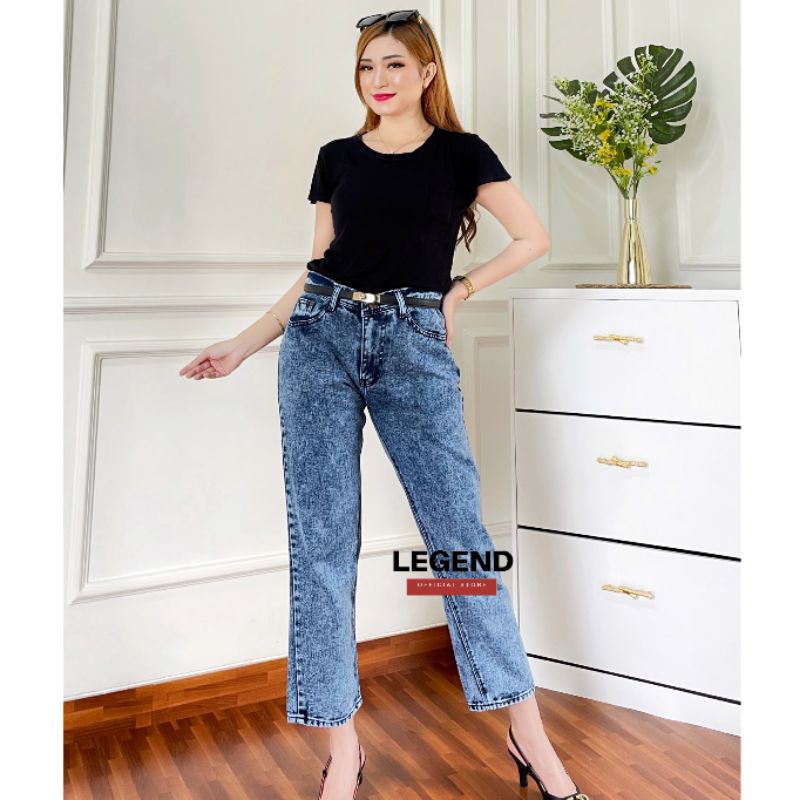 CELANA BOYFRIEND SNOW BLUE/BLACK CELANA JEANS WANITA