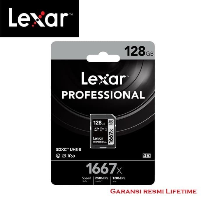 Lexar Memory Card SDXC 128GB 1667x Professional 250MB/s V60 Resmi 128G