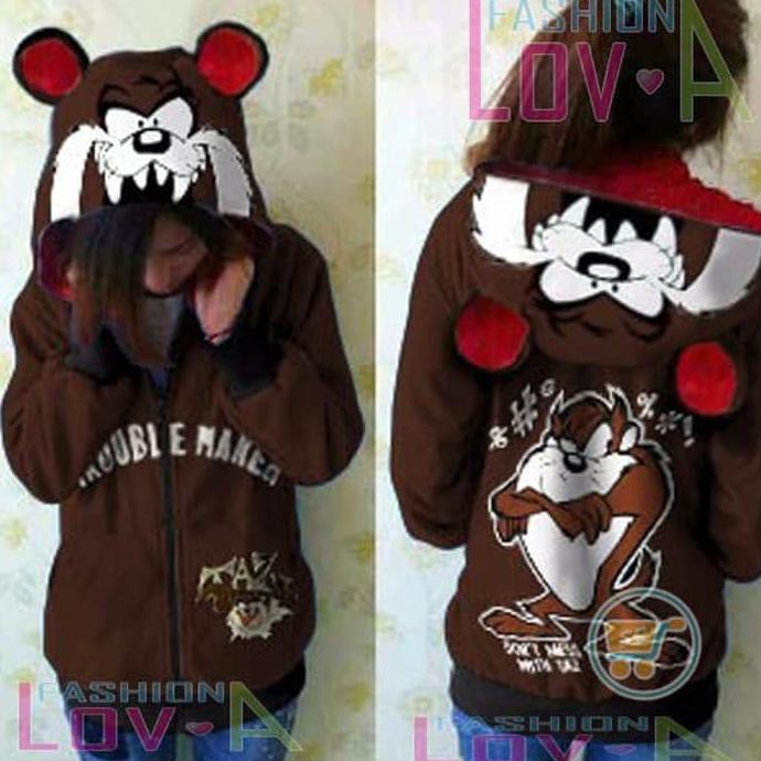 JAKET TAZMANIA TROUBLE MAKER SWEATER MANTEL COUPLE CEWE COWO HOODIE OK BEST QUALITY