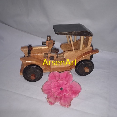 Miniatur Mobil Antik Otran Bahan Kayu Sono dan Mahoni Oven Ukuran Sedang Panjang 20 cm