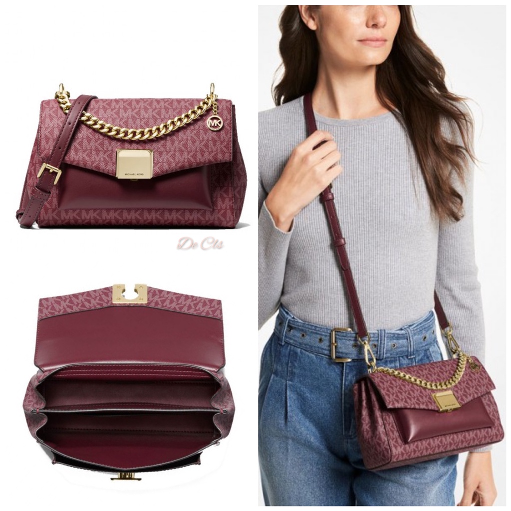 Tas MK Lita medium crossbody sign merlot multi sz 22x15x11cm
